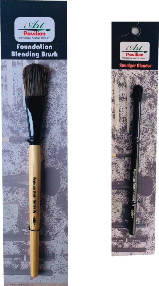 ART PAVILION The Pingaksho | Combo Pack | Pastel Blending Brush | For  Painting & Foundation + Charcoal Smudger Blender | Black Colour | For  Charcoal